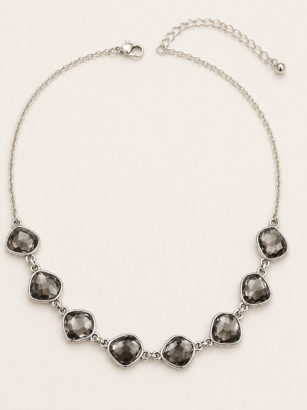 The Imperfectionist Silver Smoky Gem Necklace Set